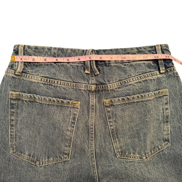 Good American Good Boy Blue941 High Rise Straight Jean with Ankle Slits 28 / 6 - Picture 9 of 12